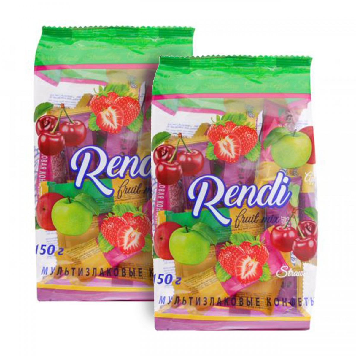 Конфета Rendi фруктовый микс (яблоко, вишня, клубника) 150 гр.