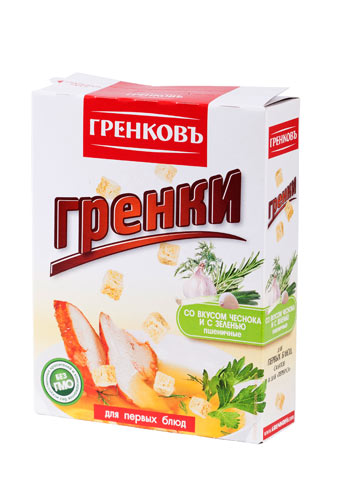 Сухарики-гренки пшеничные с чесноком 90 гр.