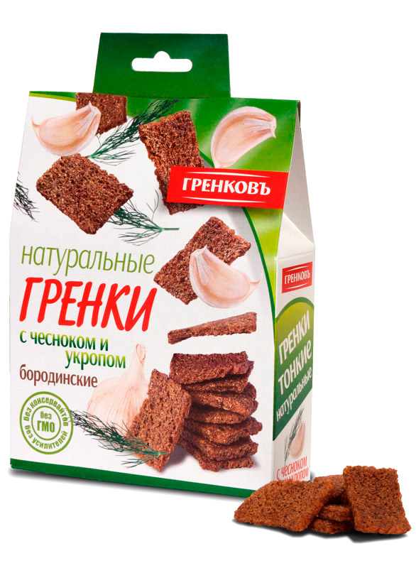 Сухарики-гренки бородинские с чесноком и укропом 70г